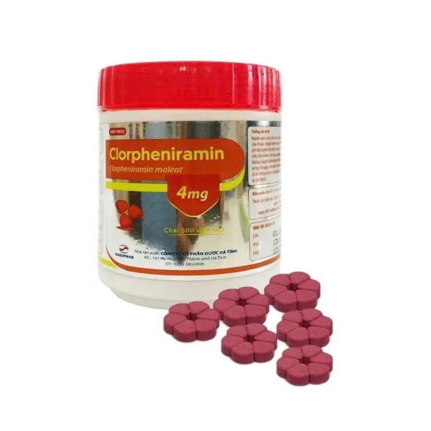 Clopheniramin 4mg Hadiphar (C/500v/nén)  – Thuốc kháng dị ứng, giảm ngứa, sổ mũi hiệu quả